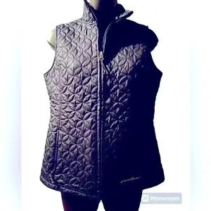 Navy Blue Eddie Bauer Puffy Quilted Vest Zip Up Womens Sz XS